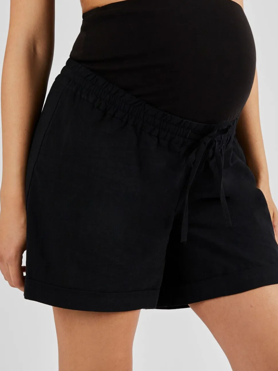 Zwart - JoJo Maman Bébé zwangerschapsshort van een linnenmix