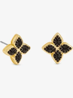 Zwart - Jon Richard Tone Crystal Clover Earrings