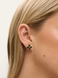 Zwart - Jon Richard Tone Crystal Clover Earrings