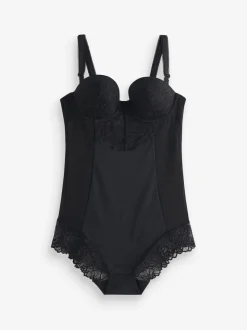 Zwart - Kanten body met cups en sterke buikcorrectie