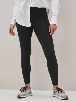 Zwart - Katoenen legging met hoge taille