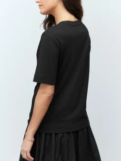 Zwart - Katoenen Modal ruimvallend V-hals T-shirt