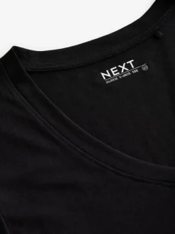 Zwart - Katoenen Modal ruimvallend V-hals T-shirt