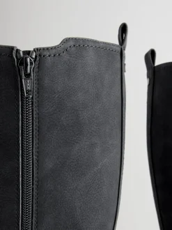 Zwart - Kniehoge Chelsea Boots met gesp