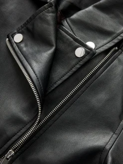 Zwart - Kunstleren bikerjack