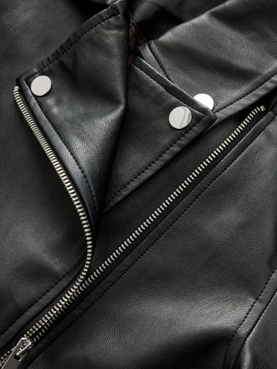 Zwart - Kunstleren bikerjack