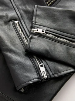 Zwart - Kunstleren bikerjack