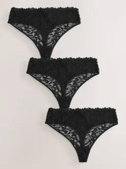 Zwart - Lace Front NVPL Knickers 3 Pack