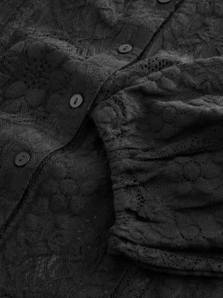 Zwart - Lace Half Sleeve Blouse