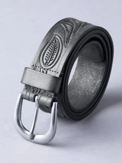 Zwart - Lakeland Leather - Leren riem met reliëf