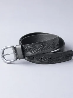 Zwart - Lakeland Leather - Leren riem met reliëf