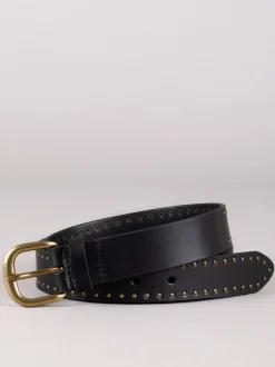 Zwart - Lakeland Leather - Leren sandaalriem met studs
