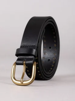 Zwart - Lakeland Leather - Leren sandaalriem met studs