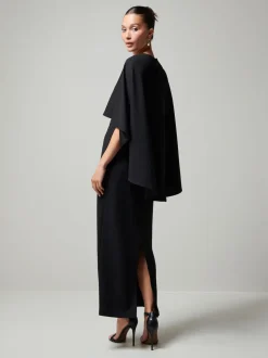 Zwart - Lange jurk met cape