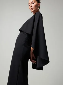 Zwart - Lange jurk met cape