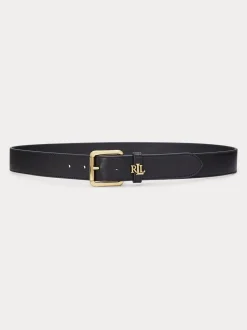 Zwart - Lauren Ralph Lauren 3.2cm Logo-Keeper Leather Belt