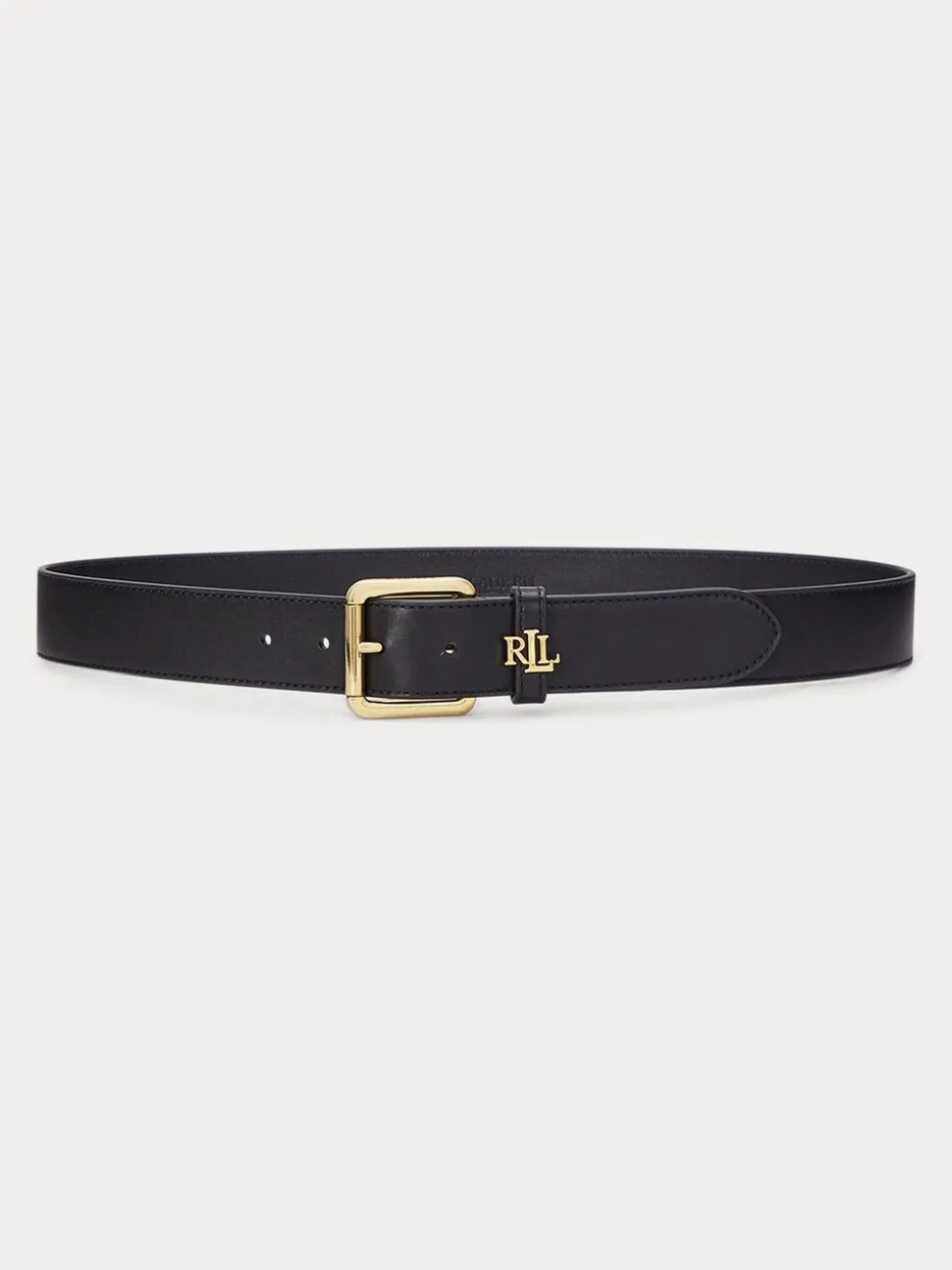 Zwart - Lauren Ralph Lauren 3.2cm Logo-Keeper Leather Belt