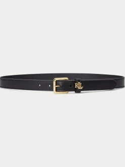 Zwart - Lauren Ralph Lauren 2,5cm Omkeerbare kiezelkleurige leren riem met logo
