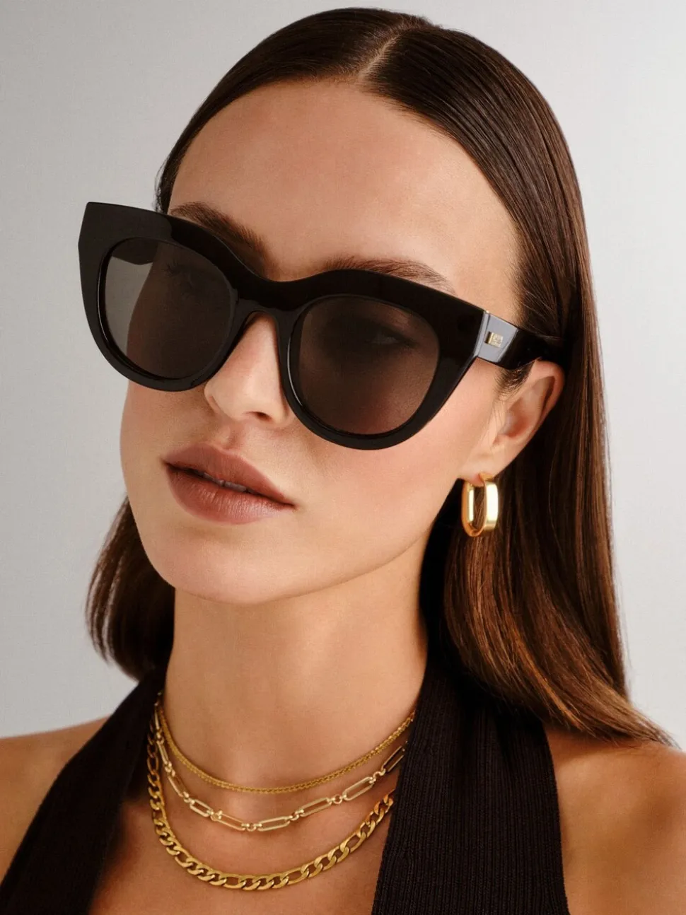 Zwart - Le Specs Air Heart Sunglasses