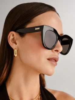 Zwart - Le Specs Air Heart Sunglasses