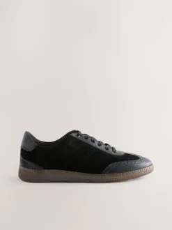 Zwart - Leather Brogue Lace Up Trainers