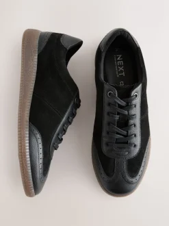 Zwart - Leather Brogue Lace Up Trainers
