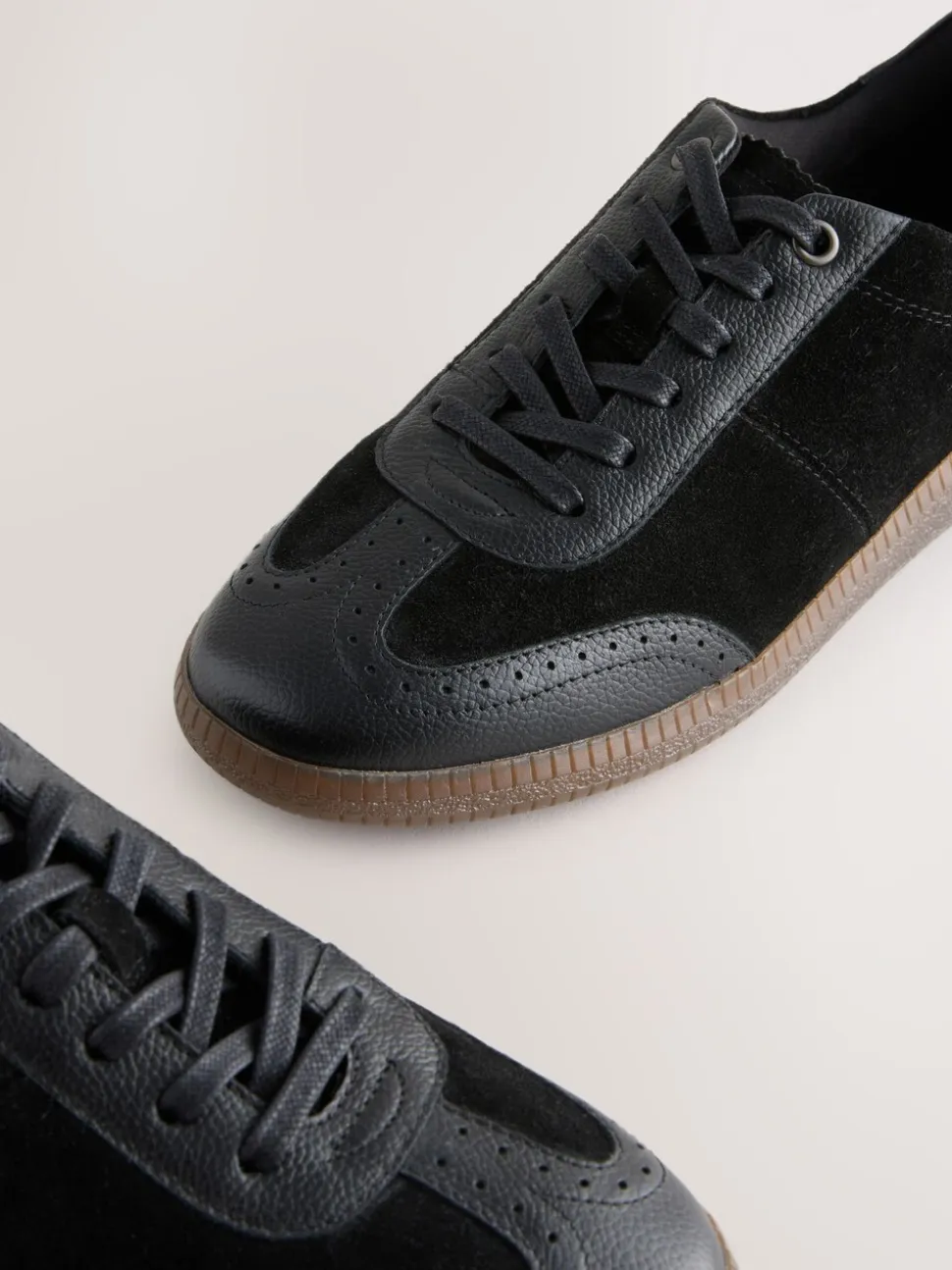 Zwart - Leather Brogue Lace Up Trainers