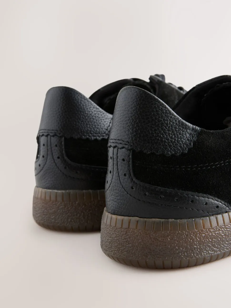 Zwart - Leather Brogue Lace Up Trainers
