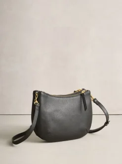 Zwart - Leather Scoop Cross-Body Bag