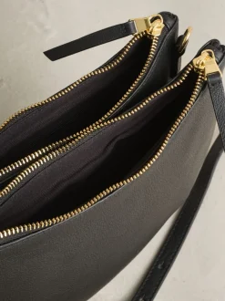 Zwart - Leather Scoop Cross-Body Bag