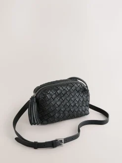 Zwart - Leather Weave Camera Bag