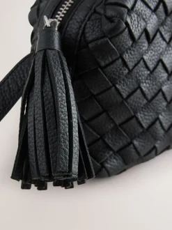 Zwart - Leather Weave Camera Bag
