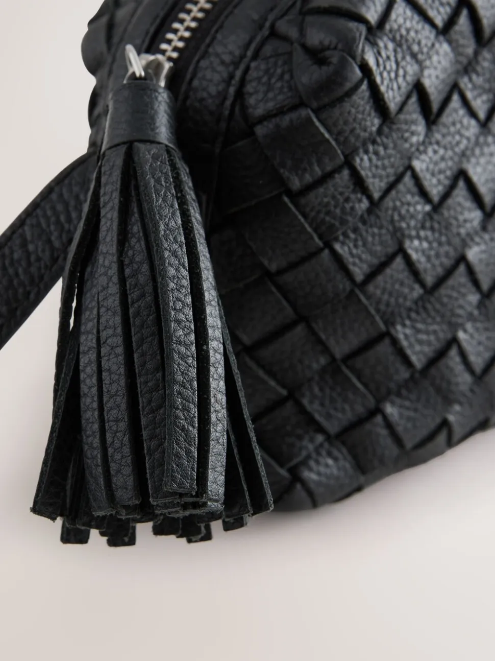 Zwart - Leather Weave Camera Bag