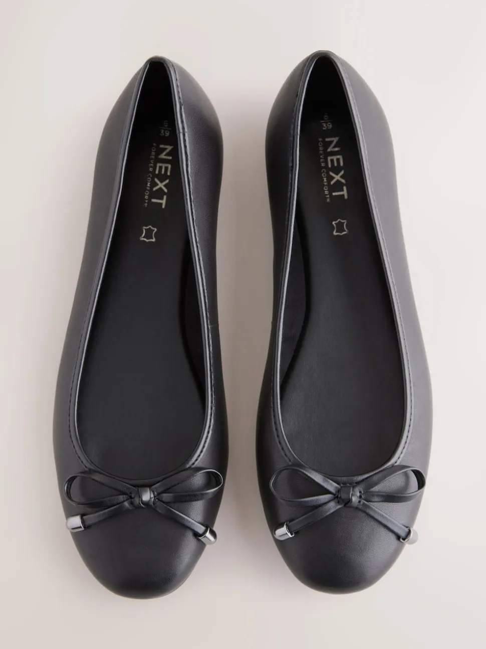Zwart - Leren Ballerina's met ronde neus