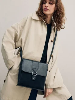 Zwart - Leren messenger-tas met vak