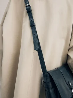 Zwart - Leren messenger-tas met vak