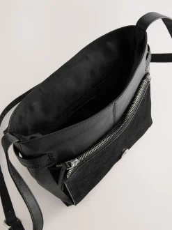 Zwart - Leren messenger-tas met vak