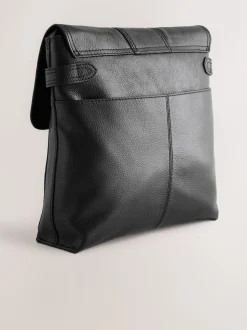 Zwart - Leren messenger-tas met vak