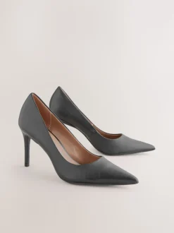 Zwart - Leren mid-court pumps