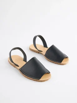 Zwart - Leren strandsandalen