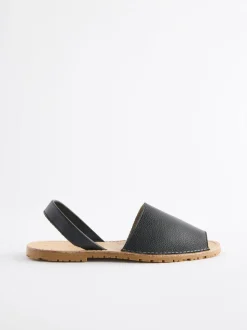 Zwart - Leren strandsandalen