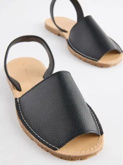 Zwart - Leren strandsandalen