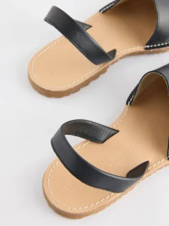 Zwart - Leren strandsandalen