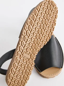 Zwart - Leren strandsandalen