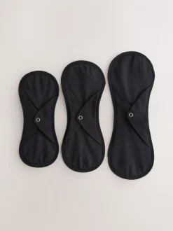Zwart - Licht vloeiende menstruatieslips met waszak 3 verpakking