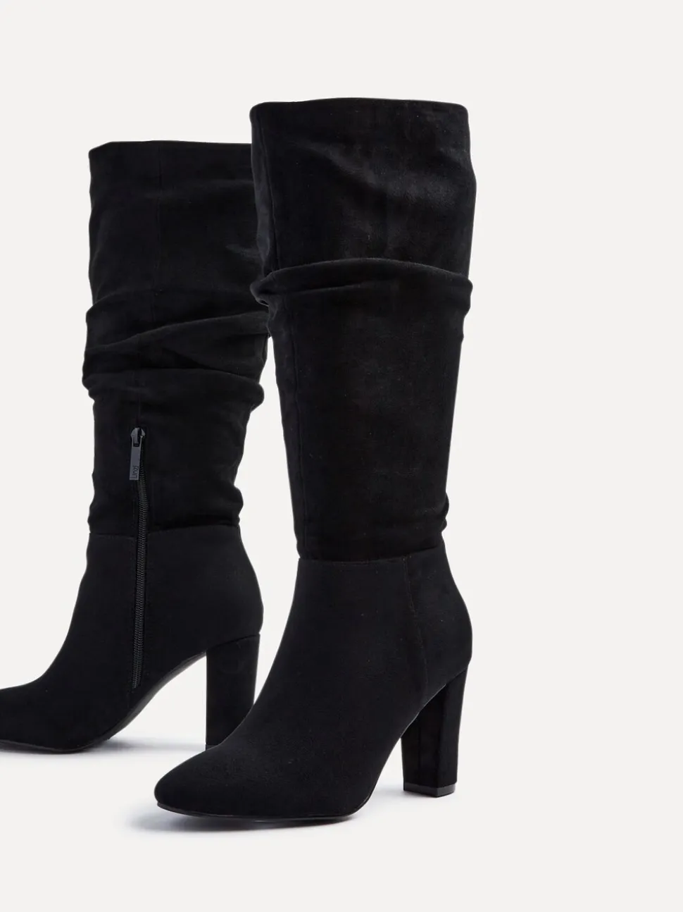 Zwart - Linzi Aura High Leg Ruched Boots With Block Heel