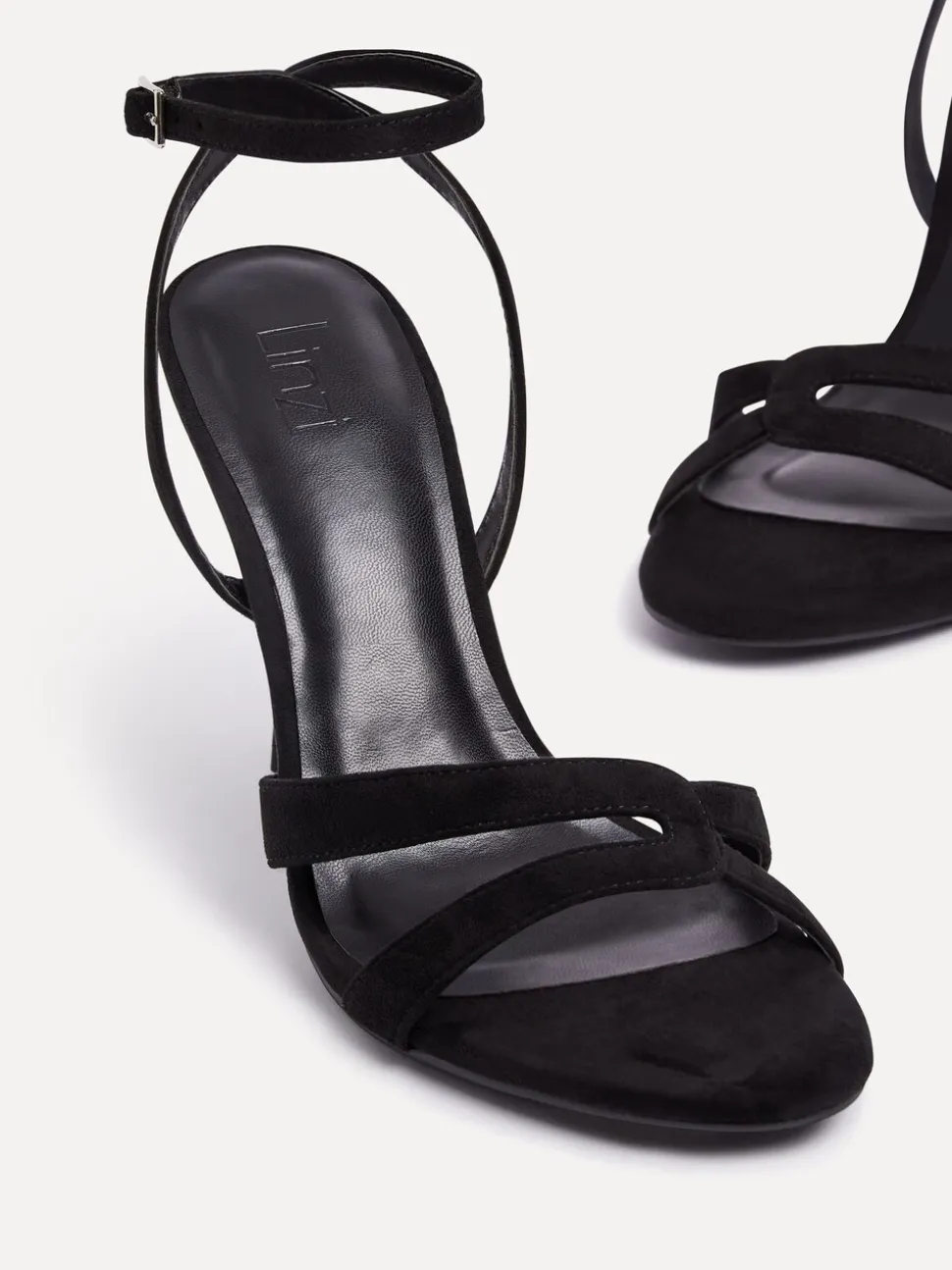 Zwart - Linzi Bronte Heeled Sandals with Double Front Strap