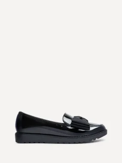 Zwart - Linzi Cathy loafers met plateauzool en grote strik