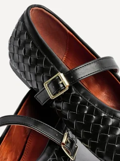 Zwart - Linzi Dagelijkse Geweven Lage schoenen Met Gesp