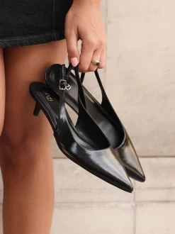 Zwart - Linzi Elvira slingback pumps met kleine hak